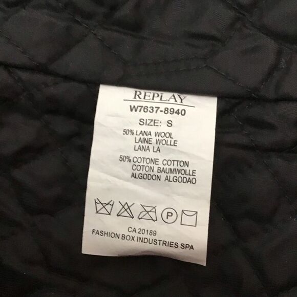 NWT Y2K REPLAY jacket pea coat navy blue wool & cotton 50% wool 50% cotton small - Picture 11 of 16